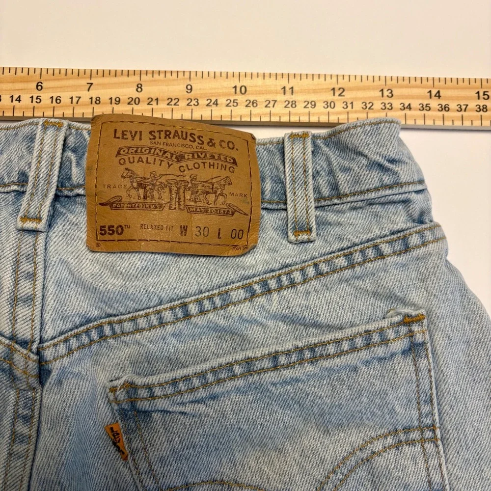 Levi's 550 Denim Shorts Mens 30 Light Wash Orange Tab Relaxed Fit Vintage 36550
